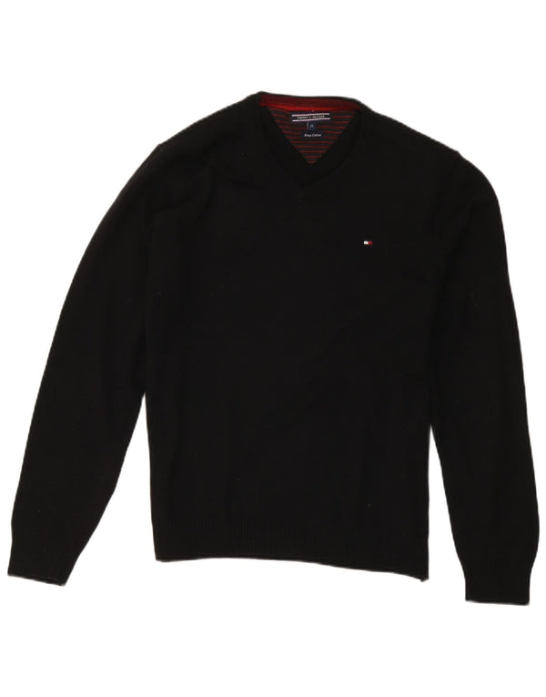 Tommy Hilfiger Herre V-hals sweater Medium Sort Bomuld