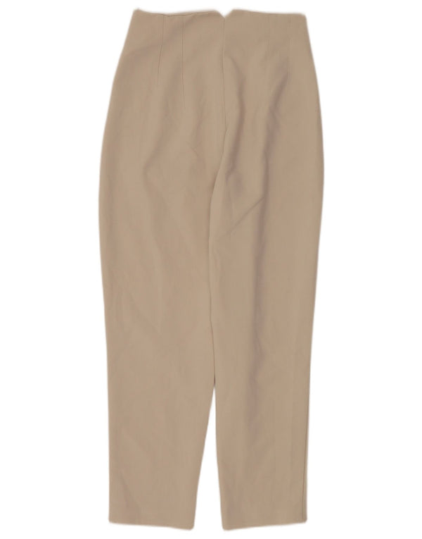Zara kvinders højtaljede koniske jakkesætsbukser Små W26 L26 beige polyester