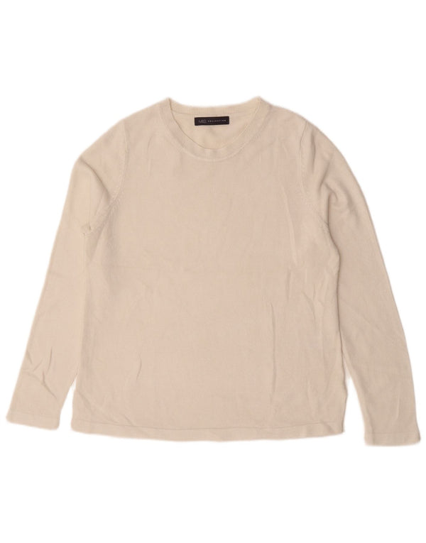 Marks & Spencer Dame sweater med rund hals DK 12 Medium hvid akryl
