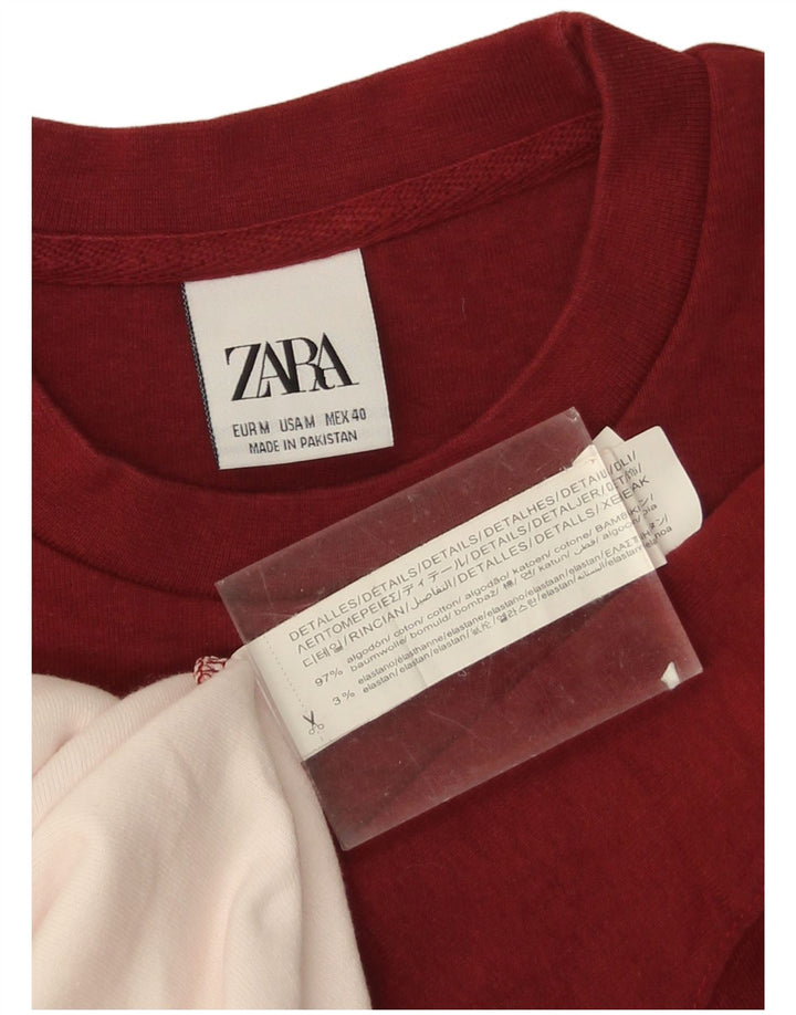 Zara Sweatshirt til mænd Medium Bourgogne Colourblock Bomuld