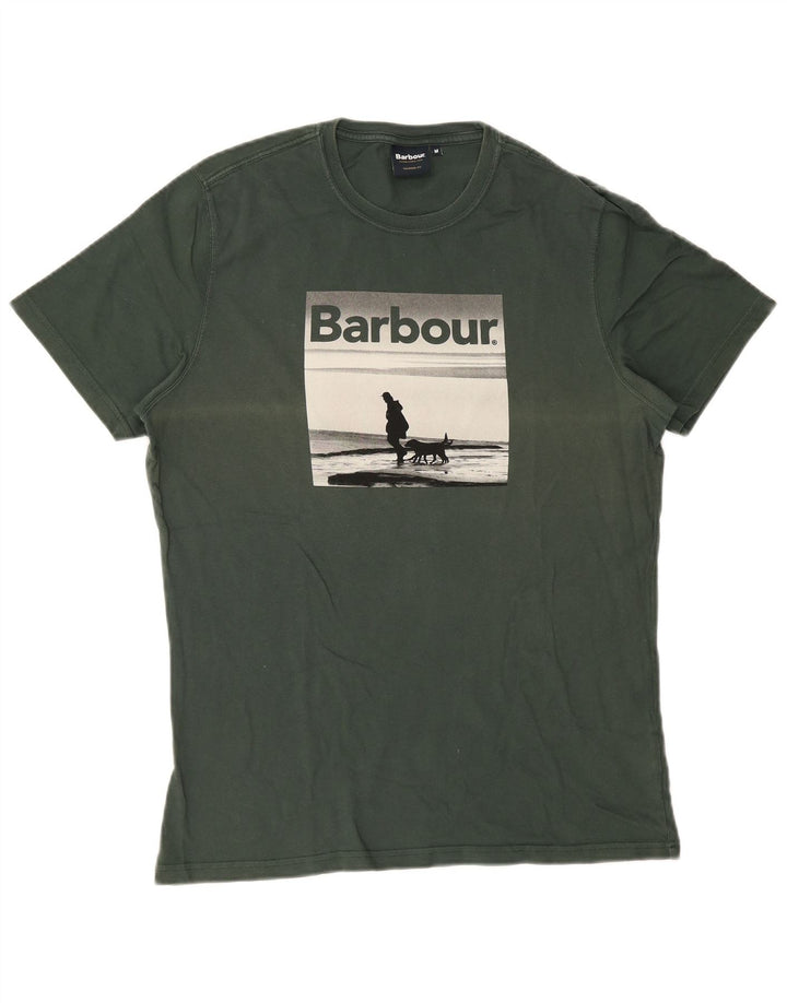 Barbour Herre skræddersyet pasform grafisk T-shirt top mellemgrøn bomuld