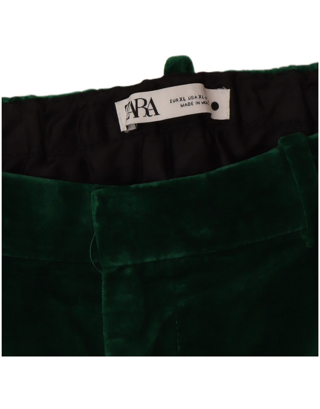 Zara Dame Velvet Capri Bukser XL W32 L23 Grøn