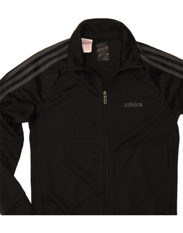 ADIDAS Boys Tracksuit Top Jacket 11-12 Years Black Polyester Vintage Adidas and Second-Hand Adidas from Messina Hembry 