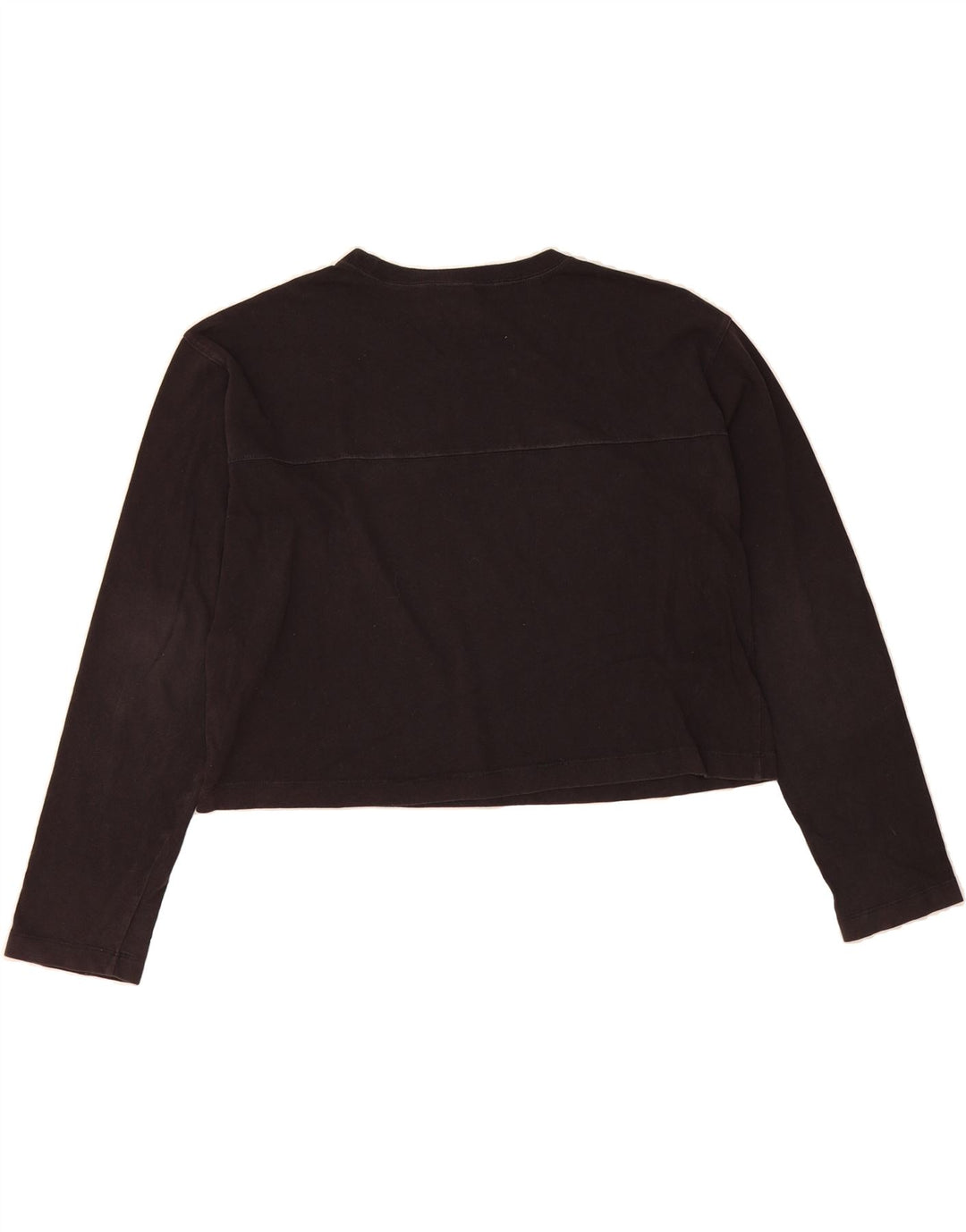 CHAMPION Womens Oversized Crop Graphic Top Long Sleeve UK 10 Small Black Vintage Champion and Second-Hand Champion from Messina Hembry 