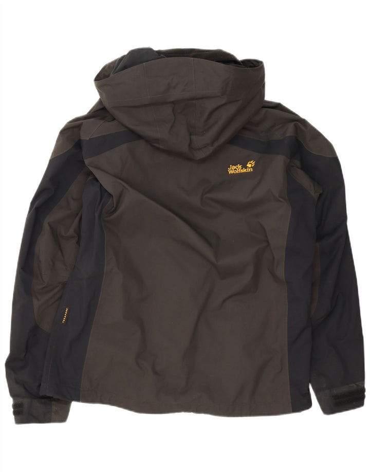 Jack Wolfskin Regnjakke med hætte til kvinder UK 12/14 Medium Brown Colourblock