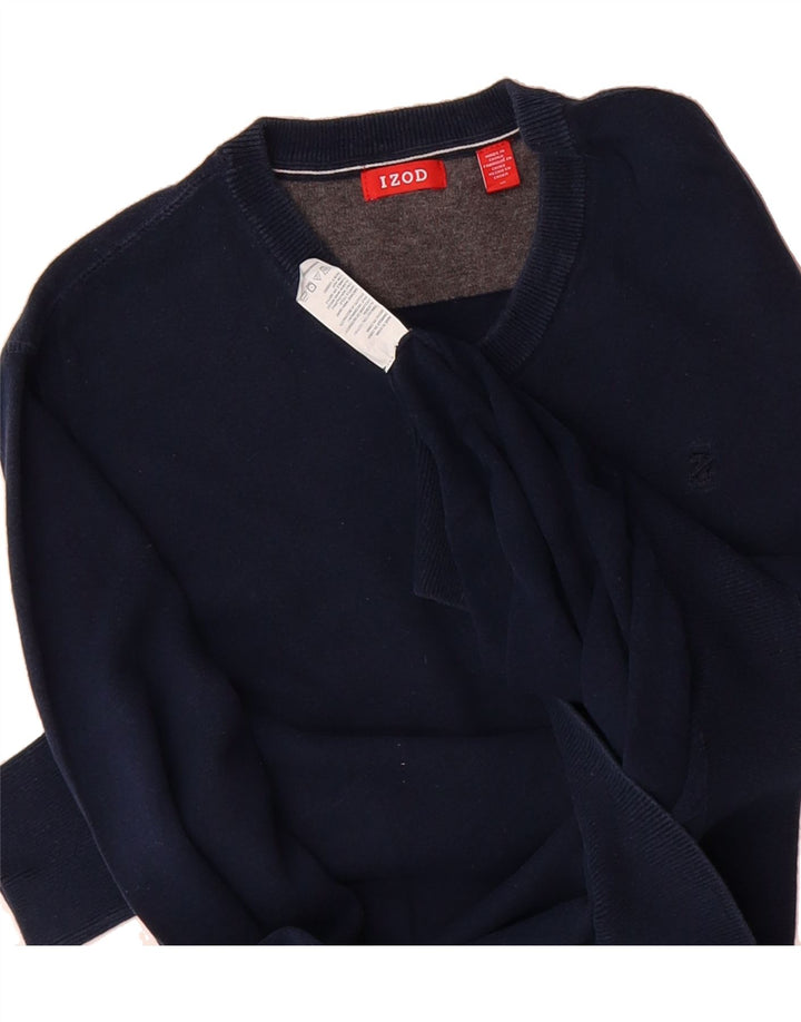 IZOD Mens V-Neck Jumper Sweater Medium Navy Blue Cotton Vintage Izod and Second-Hand Izod from Messina Hembry 