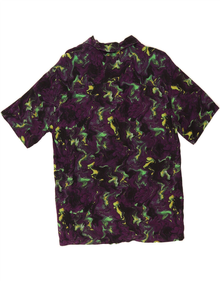 PULL & BEAR Mens Abstract Pattern Short Sleeve Shirt Medium Purple Vintage Pull & Bear and Second-Hand Pull & Bear from Messina Hembry 