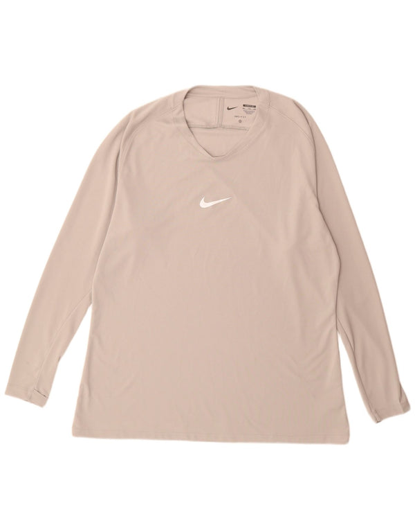 Nike Herre Dri Fit Slim Fit Top Langærmet 2XL Grå Polyester