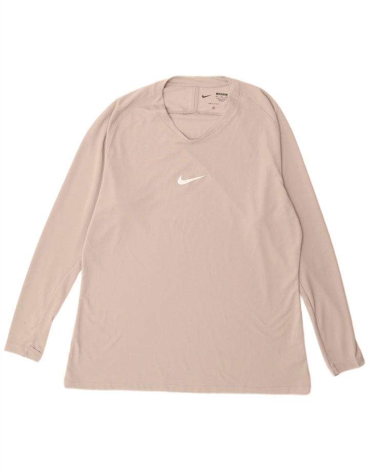 Nike Herre Dri Fit Slim Fit Top Langærmet 2XL Grå Polyester