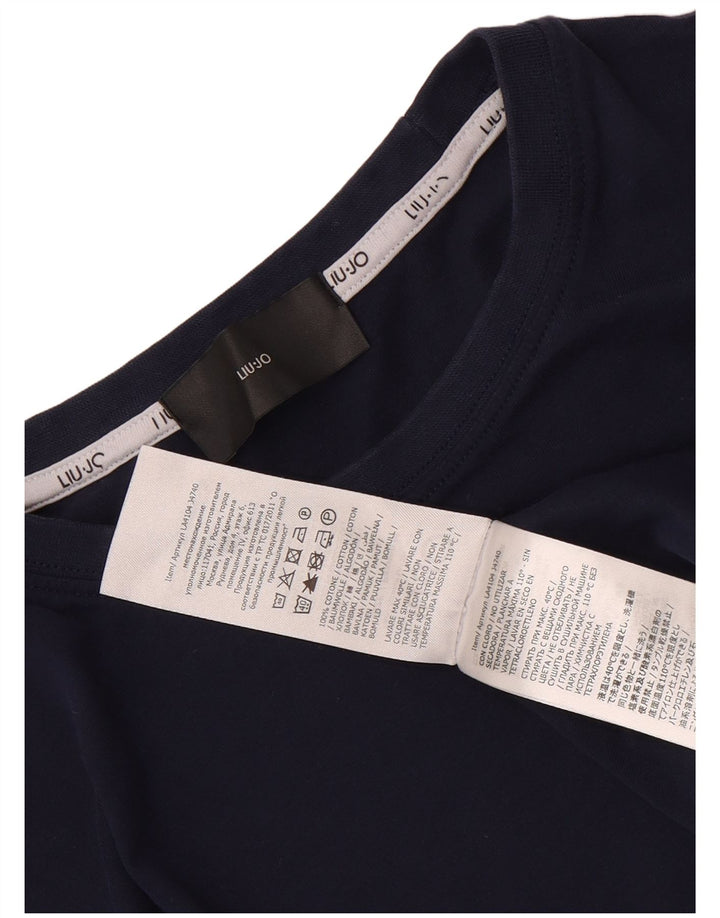 Liu Jo Herre T-Shirt Top Medium Marineblå Bomuld