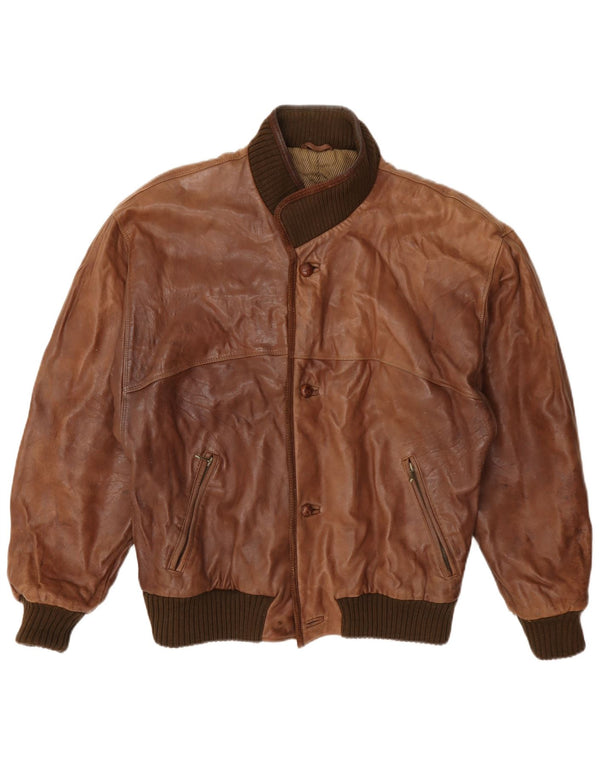 Vintage Mens Leather Jacket UK 36 Small Brown