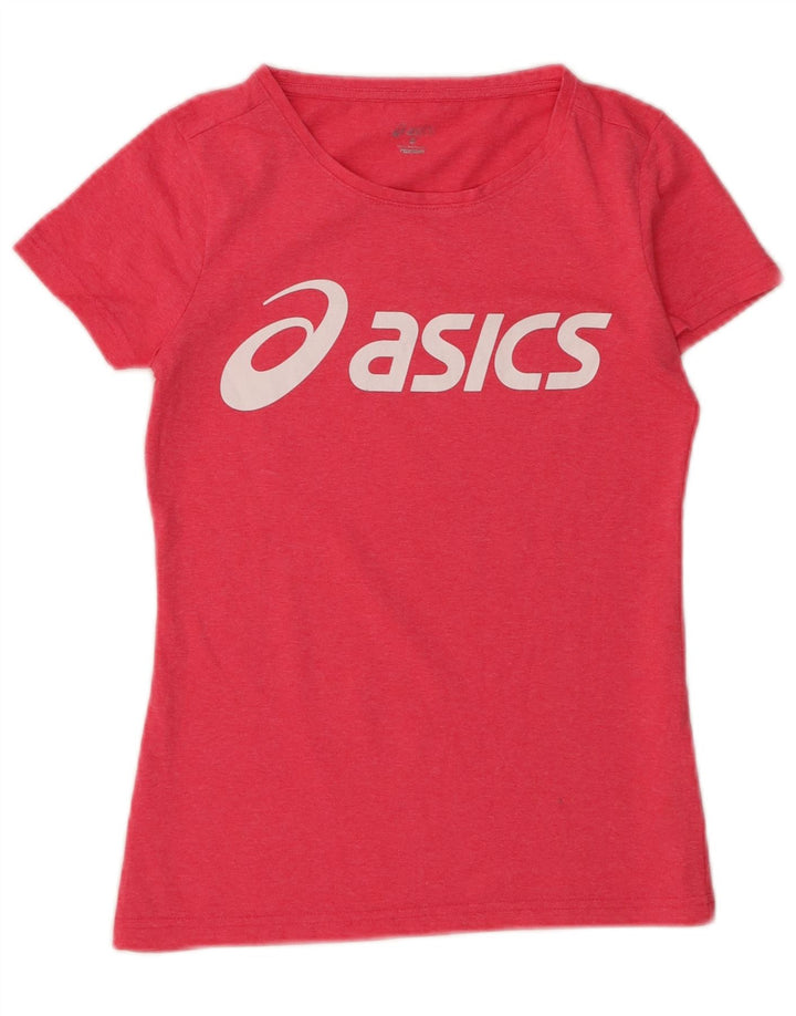 ASICS Womens Graphic T-Shirt Top UK 8 Small Pink Cotton