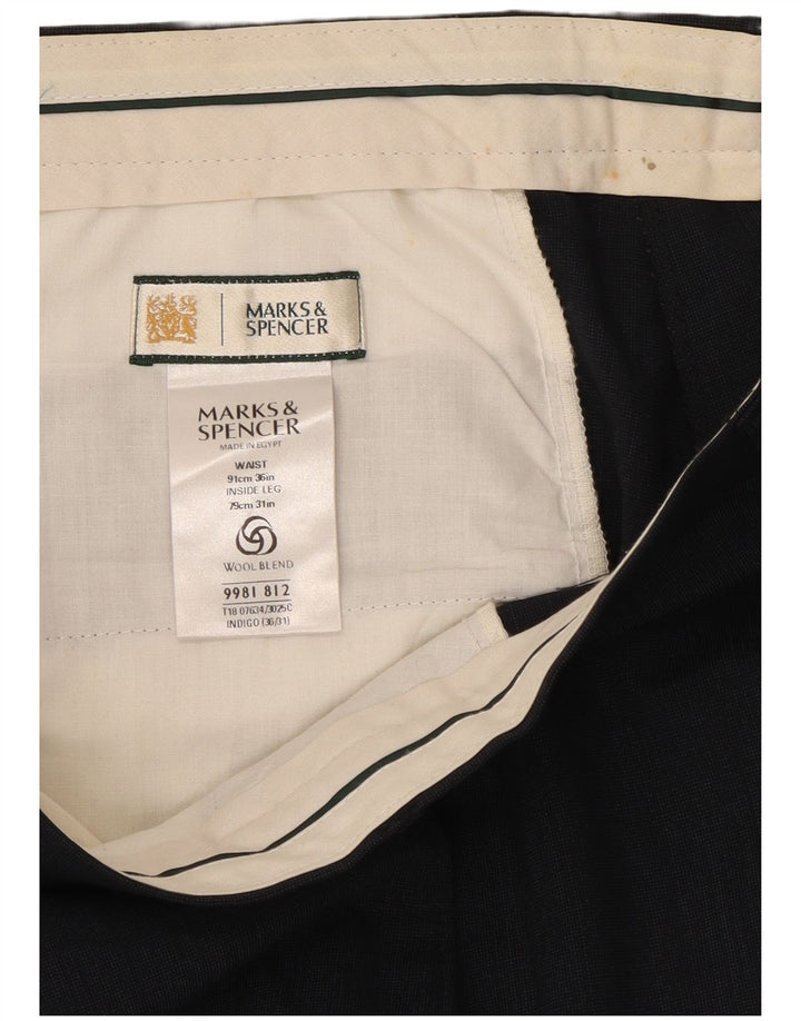 Marks & Spencer Herre Pegged Suit Bukser W36 L31 Marineblå Polyester