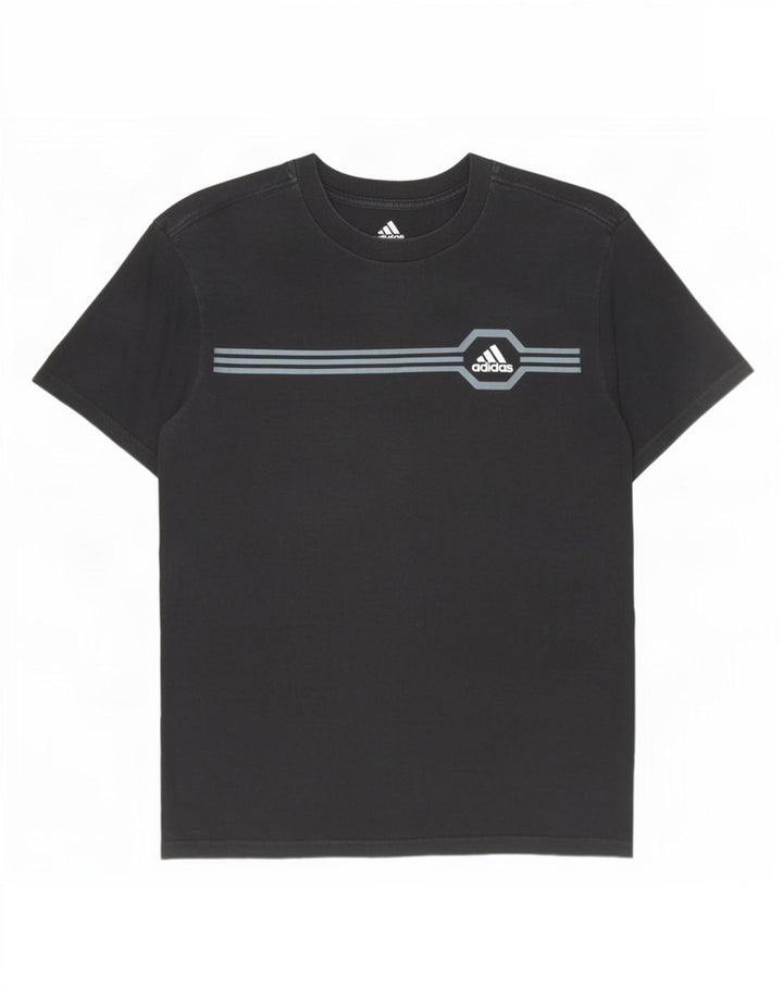 Adidas herre T-shirt top lille sort nålestribet bomuld