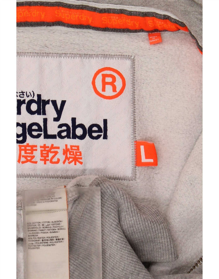 Superdry hættetrøje med lynlås til mænd, stor grå flækket bomuld