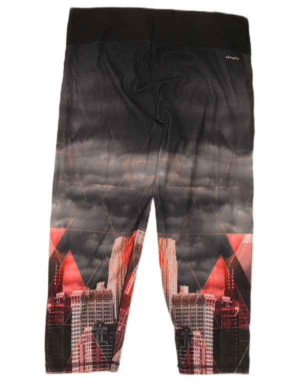 Adidas Dame Climalite Grafiske Leggings UK 12/14 Medium Sort Geometrisk
