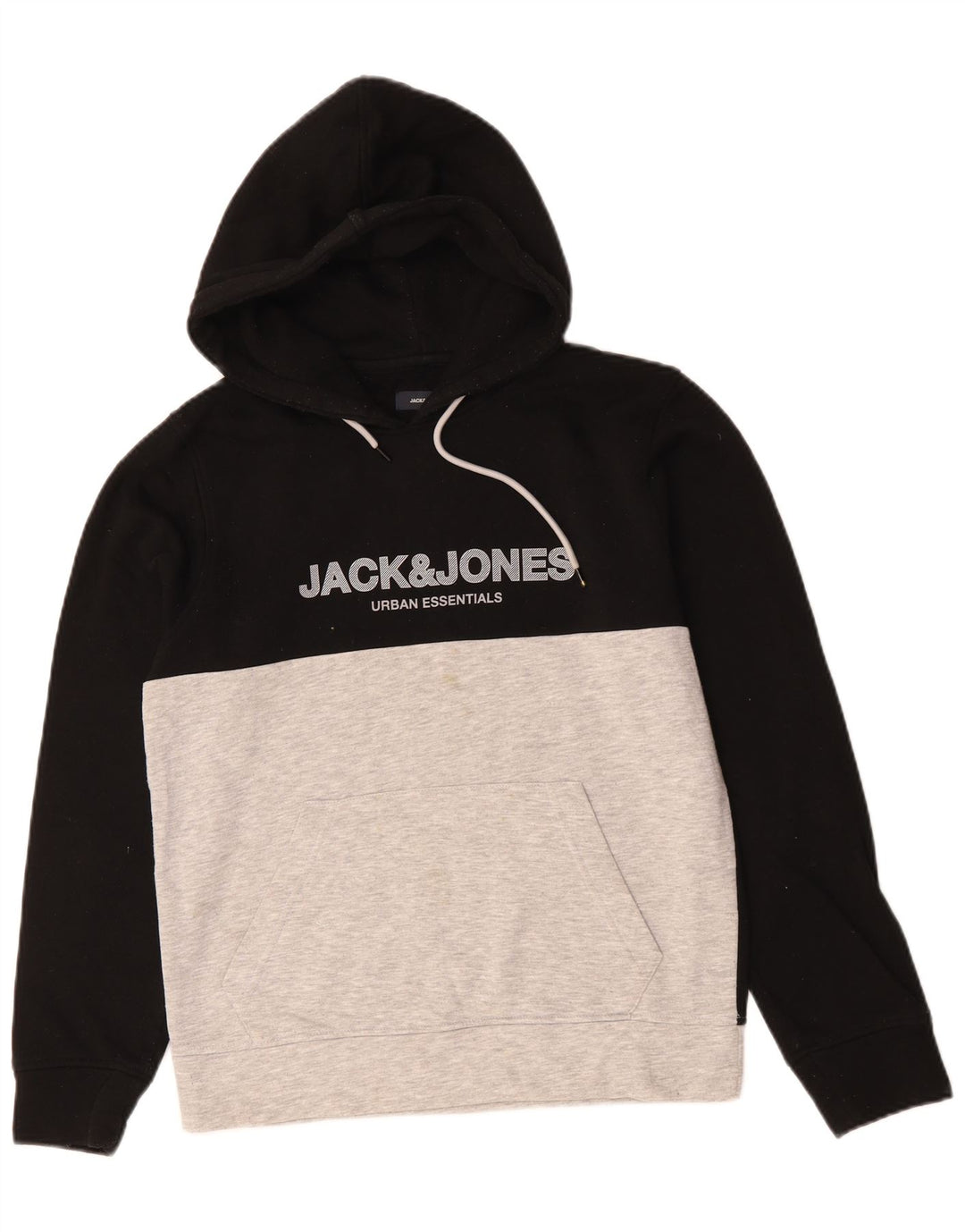 JACK & JONES Grafisk hættetrøje til mænd Small Black Colourblock Bomuld