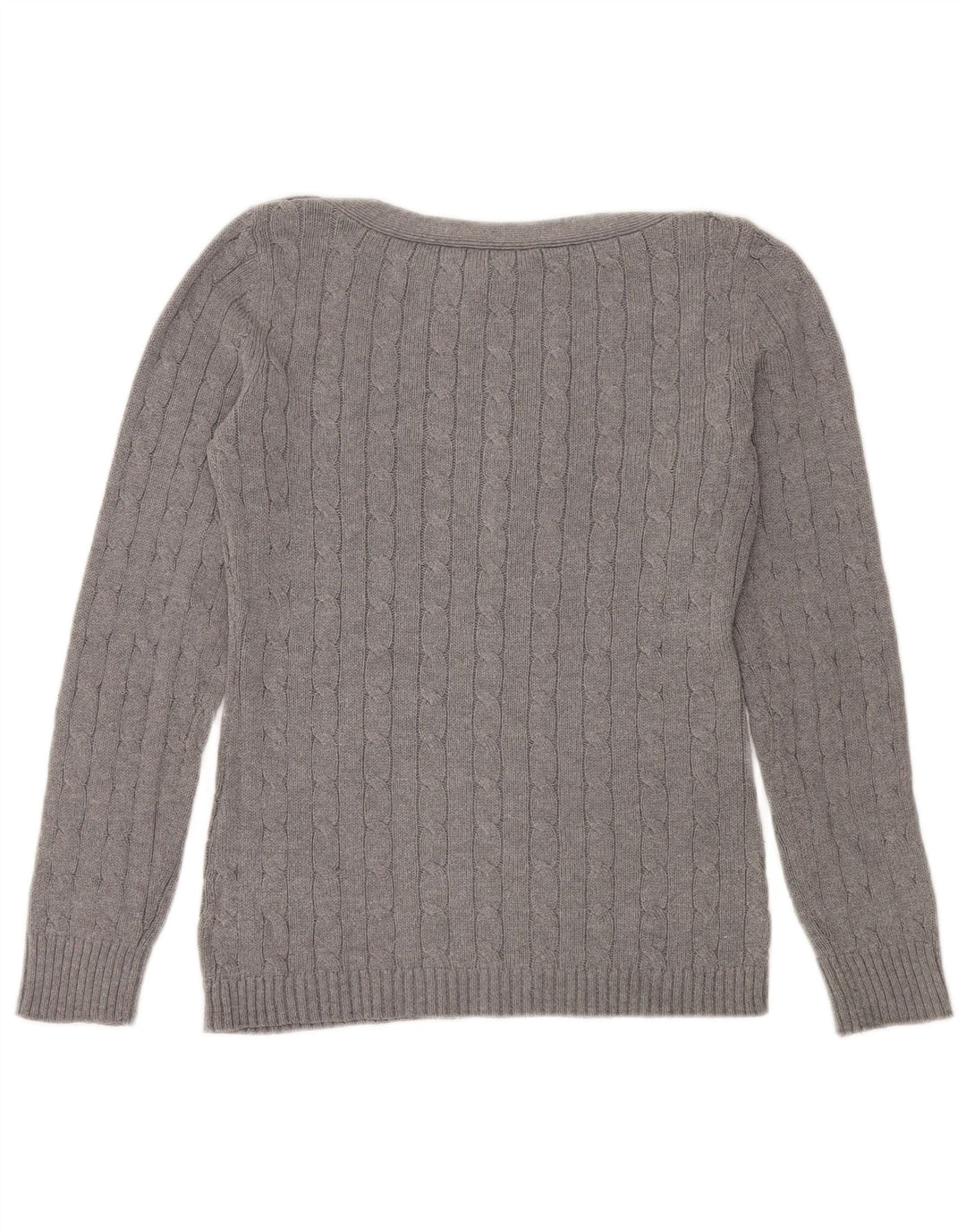 RALPH LAUREN Dame Boat Neck Jumper Sweater UK 14 Medium Grey Bomuld