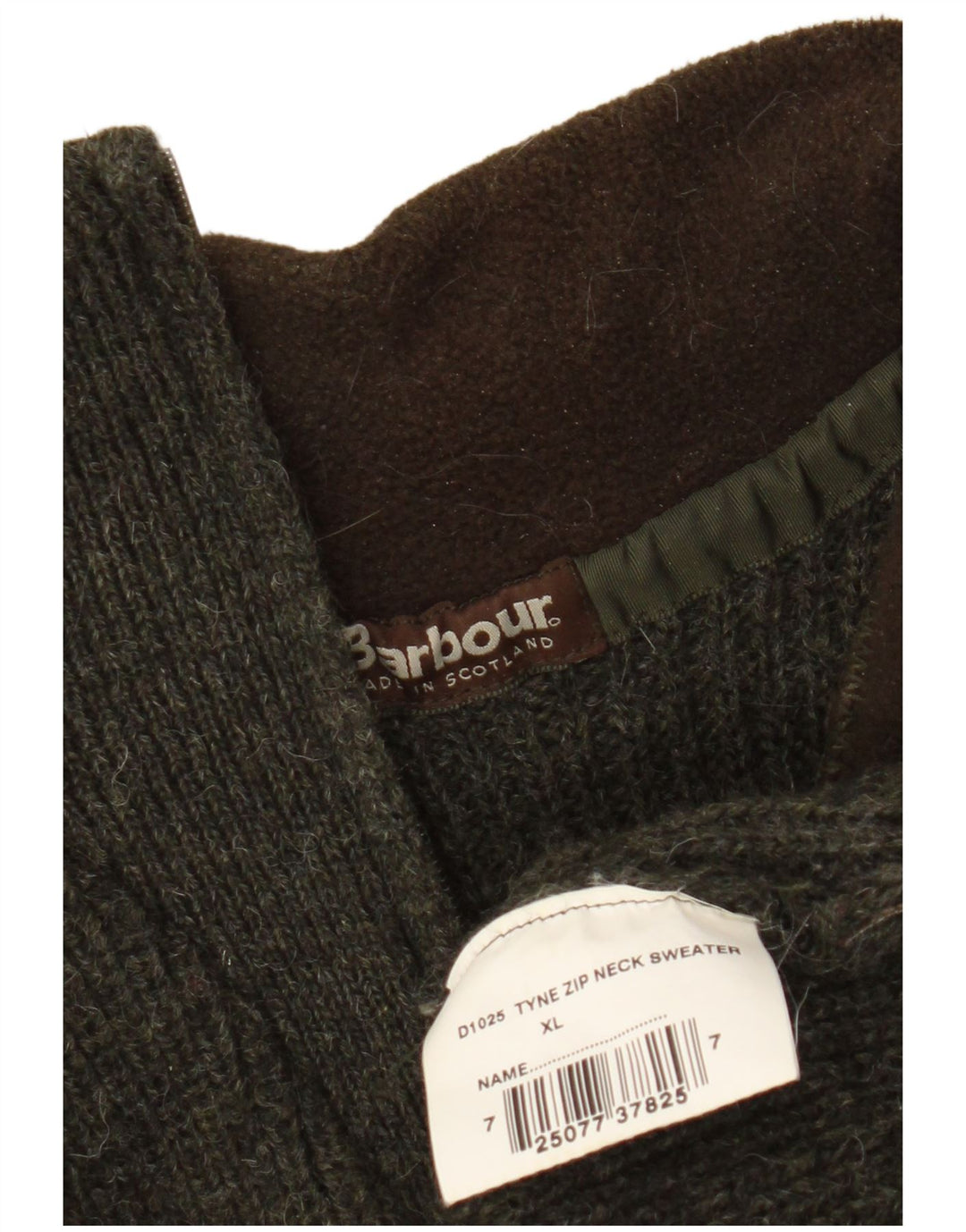Barbour Herre Zip Neck Jumper Sweater XL Khaki New Wool