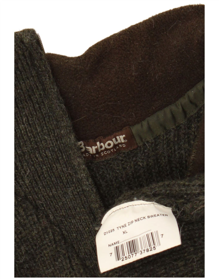 Barbour Herre Zip Neck Jumper Sweater XL Khaki New Wool