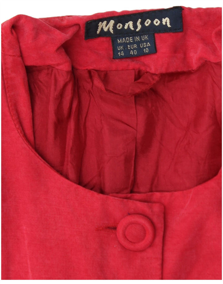 Monsoon Dame 5 Button Blazer Jacket UK 14 Medium Red Viscose