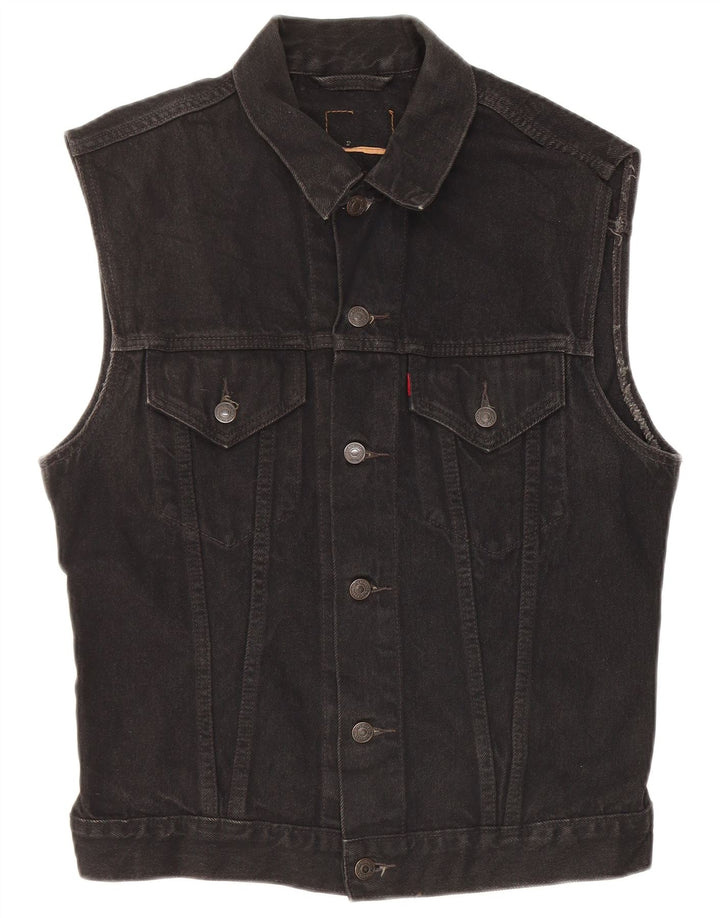 Levi's Herre Denim Gilet UK 38 Medium Sort Bomuld