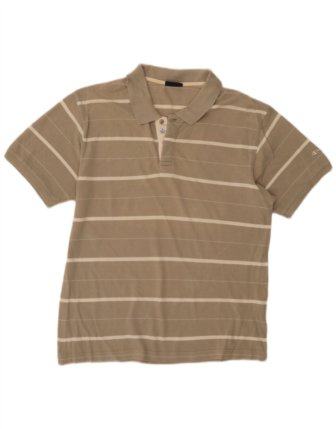 Champion herre poloshirt Medium beige stribet bomuld