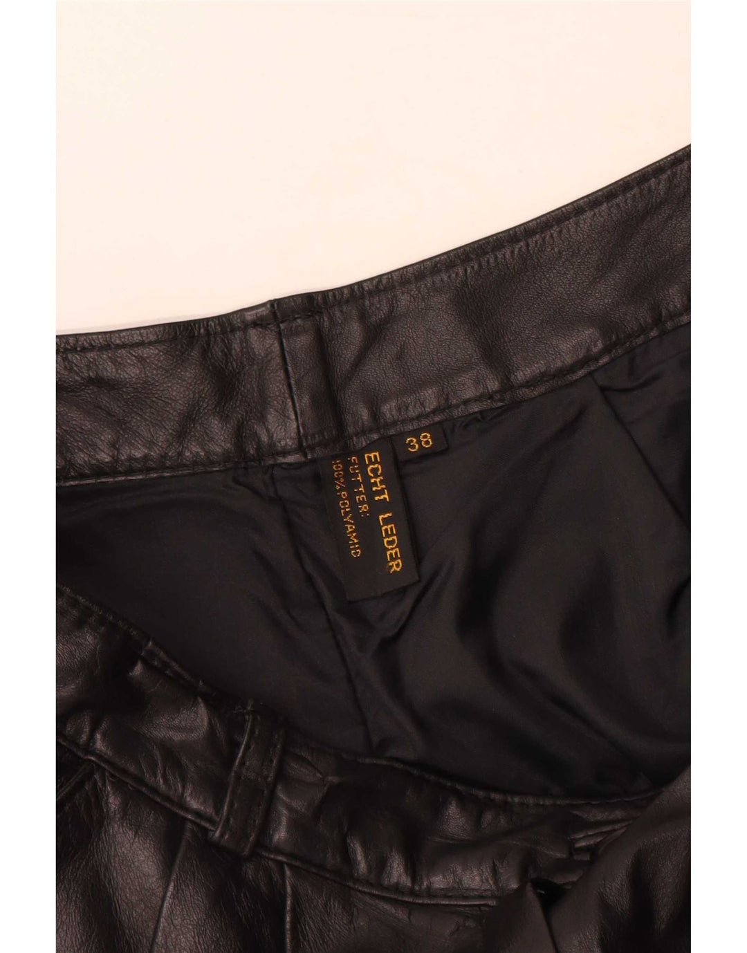 Vintage læderbukser til kvinder EU 38 Medium W28 L30 sort læder