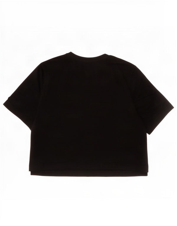Adidas Dame Crop Graphic T-Shirt Top UK 8/10 Small Black Bomuld