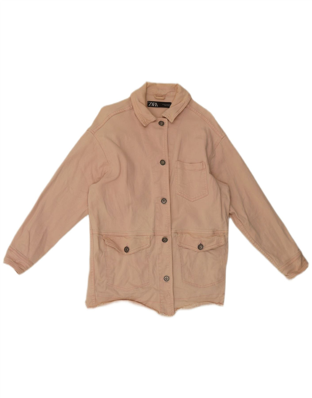 Zara Dame Oversized denimjakke UK 6 XS Pink Bomuld