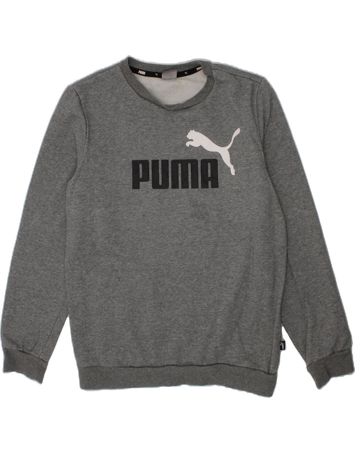 PUMA Boys Graphic Sweatshirt Jumper 13-14 Years Grey Cotton Vintage Puma and Second-Hand Puma from Messina Hembry 