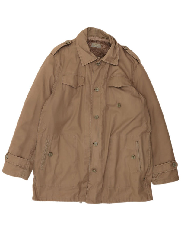 Vintage Herre Sherpa Military Jacket EU 58 4XL Brun Polyester