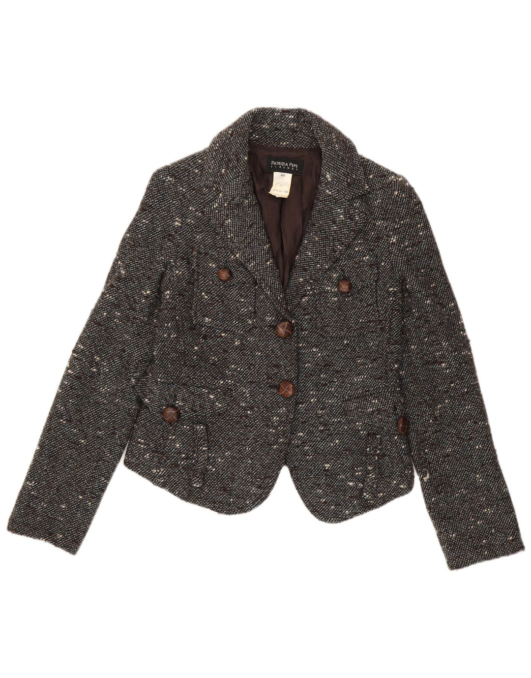 Patrizia Pepe Dame Crop 2-knaps blazerjakke IT 44 Medium Grå Flecked