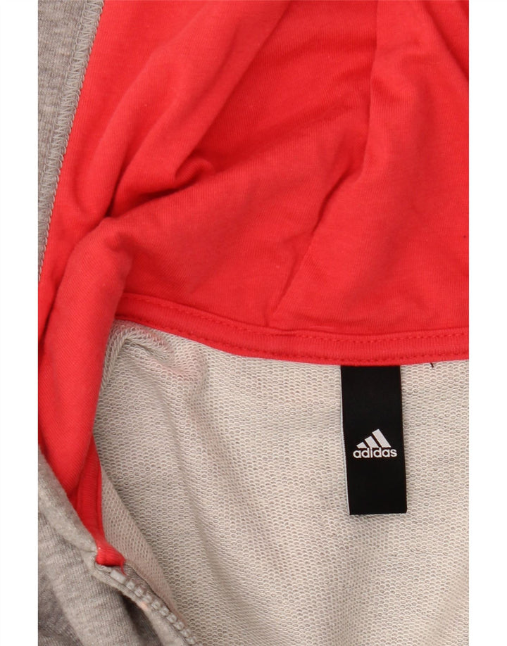 ADIDAS grafisk hættetrøje til kvinder med lynlås UK 14 mellemgrå