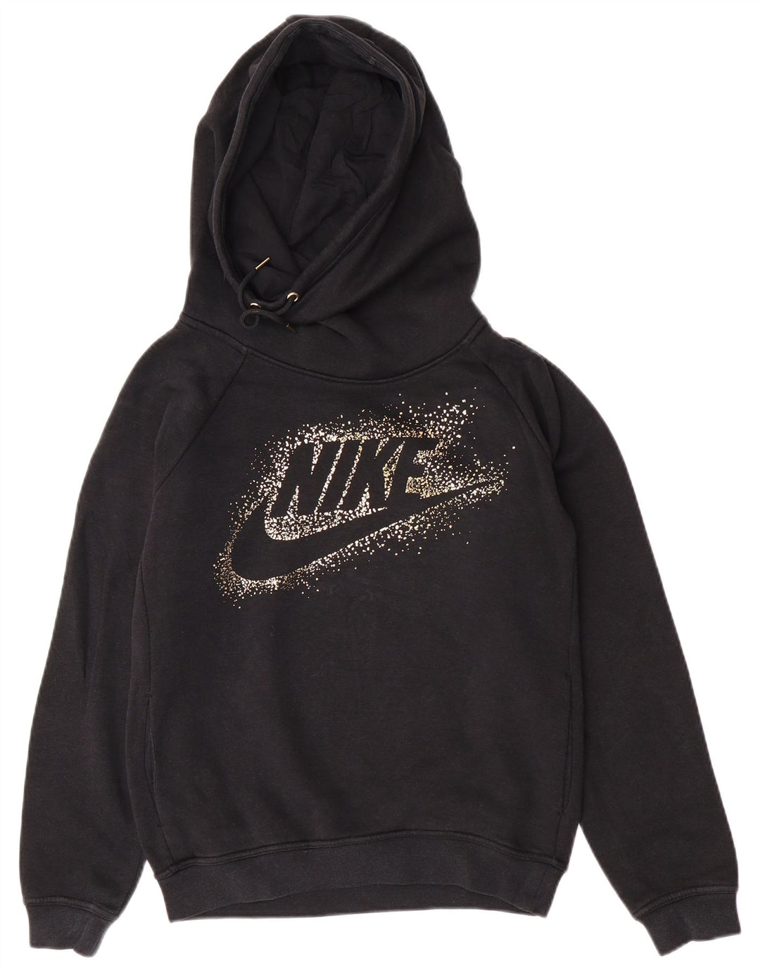 Nike Dame Grafisk Oversized Hoodie Jumper UK 10 Small Black Bomuld