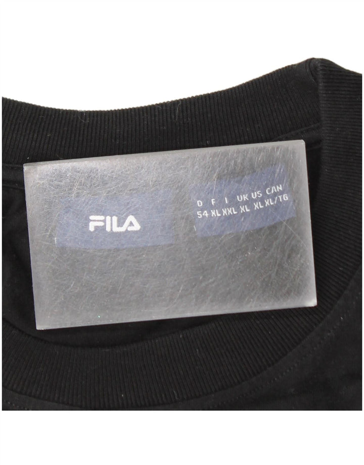 FILA Mens Graphic T-Shirt Top XL Black Cotton