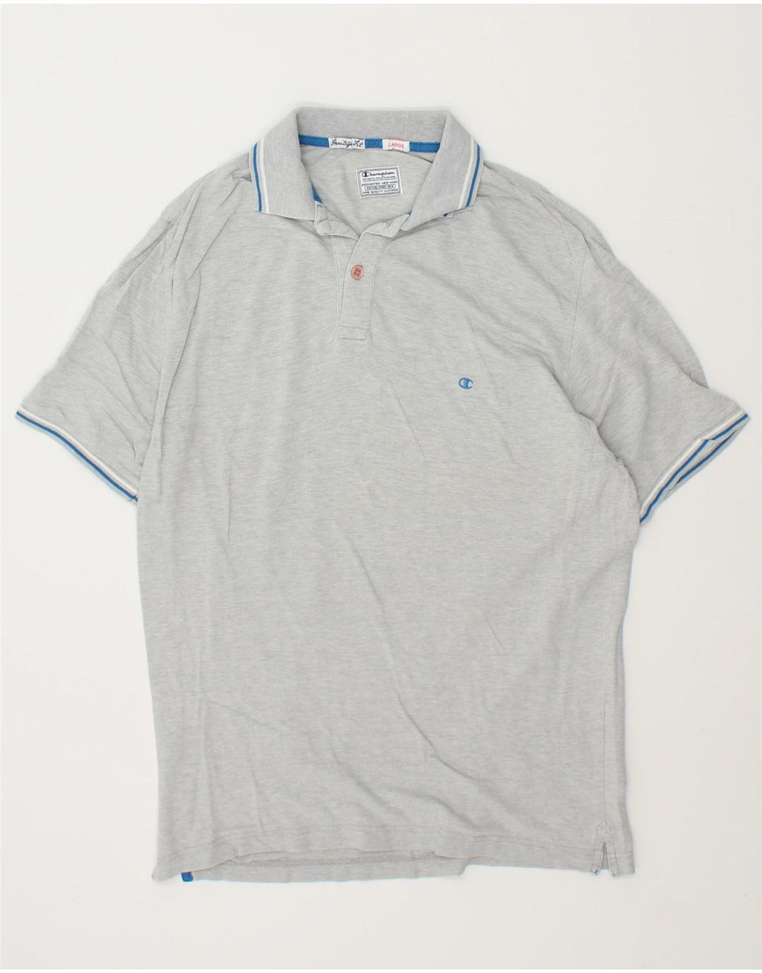 CHAMPION Mens Heritage Fit Polo Shirt Large Grey Cotton Vintage Champion and Second-Hand Champion from Messina Hembry 