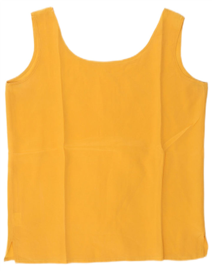 Vintage kvinders ærmeløs Crop Top UK 12 Medium Yellow Silk