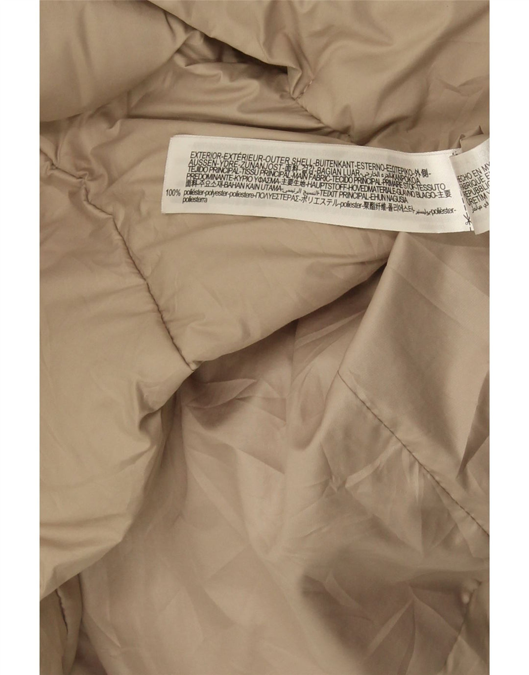 ZARA Polstret hættejakke til kvinder UK 14 Medium Beige Polyester