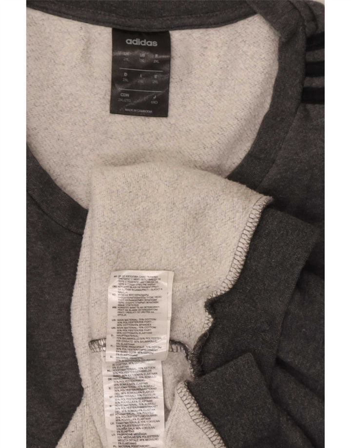 Adidas Herre Regular Fit Sweatshirt Jumper 2XL Grå Bomuld