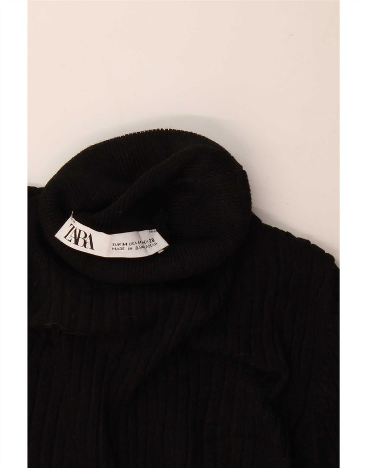 Zara Dame Rullehals Sweater UK 12 Medium Sort