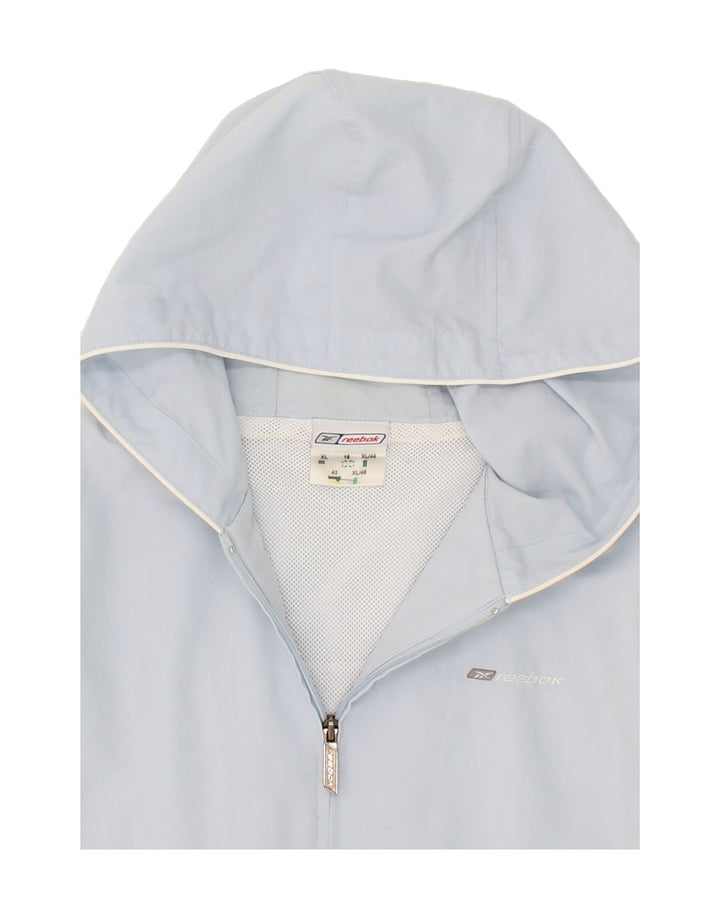 REEBOK Womens Hooded Tracksuit Top Jacket UK 16 Large Blue Polyester Vintage Reebok and Second-Hand Reebok from Messina Hembry 