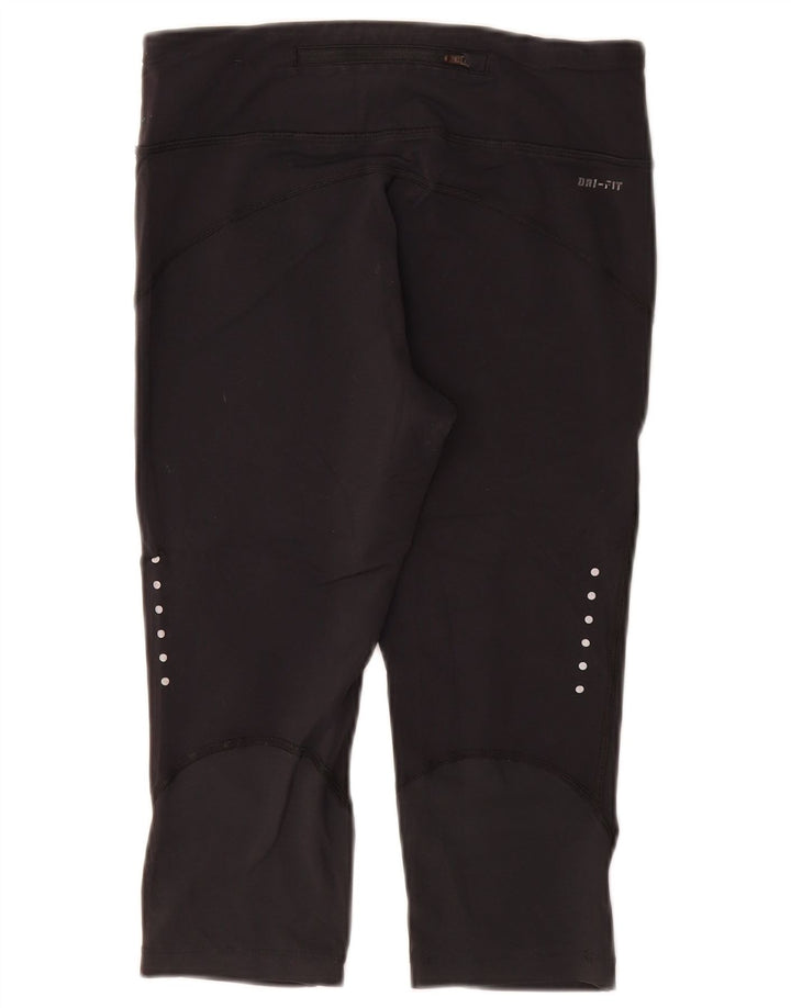 Nike Dame Dri Fit Capri Leggings UK 8 Small Black Nylon