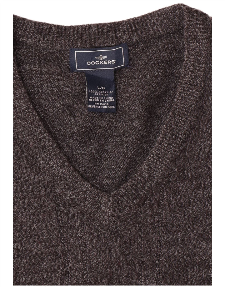 DOCKERS Herre V-hals sweater Stor Grå Akryl