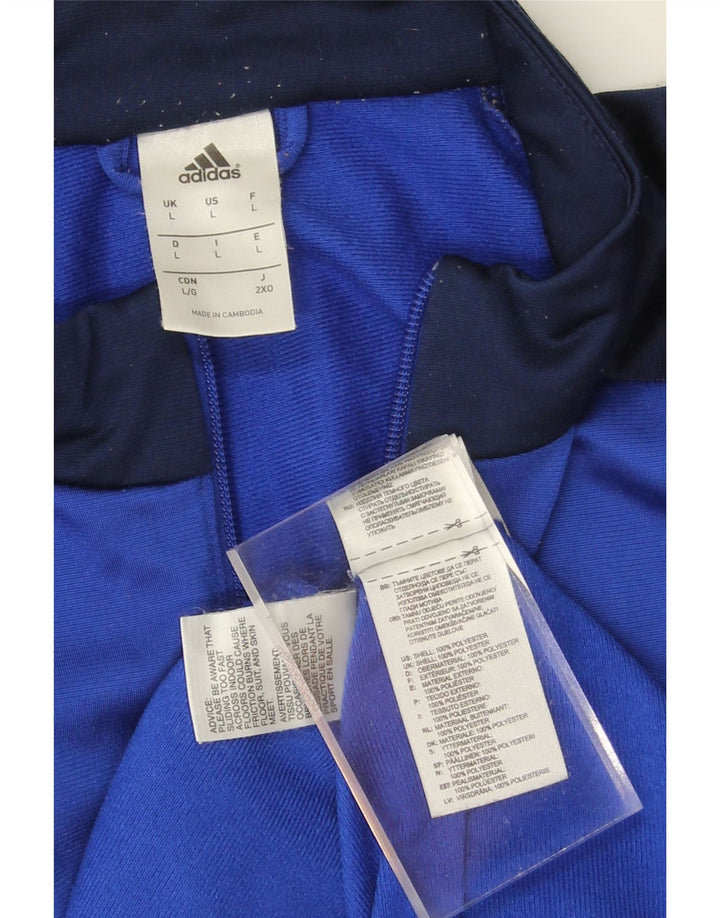 ADIDAS Mens Tracksuit Top Jacket Large Blue Colourblock Polyester Vintage Adidas and Second-Hand Adidas from Messina Hembry 