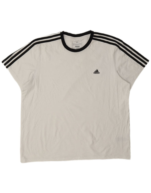 Adidas Dame T-Shirt Top UK 20/22 XL Hvid Bomuld