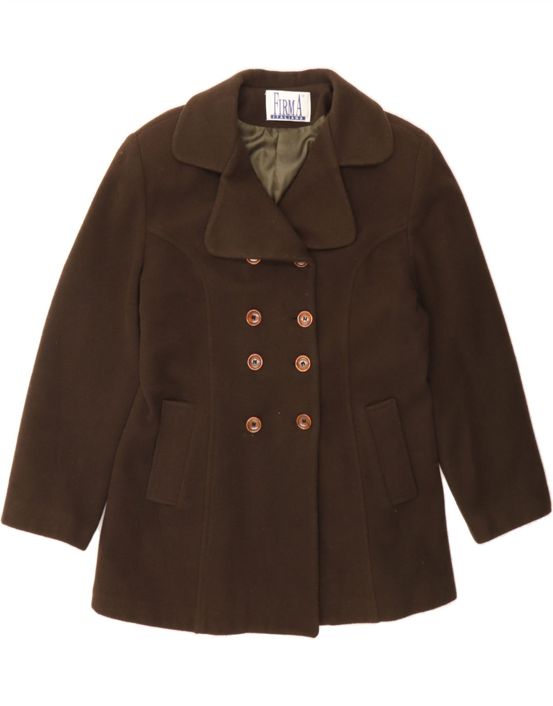 FIRMA Womens Double Breasted Blazer Jacket UK 18 XL Khaki Wool Vintage FIRMA and Second-Hand FIRMA from Messina Hembry 