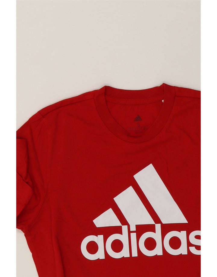 ADIDAS Mens Graphic T-Shirt Top Small Red Cotton Vintage Adidas and Second-Hand Adidas from Messina Hembry 