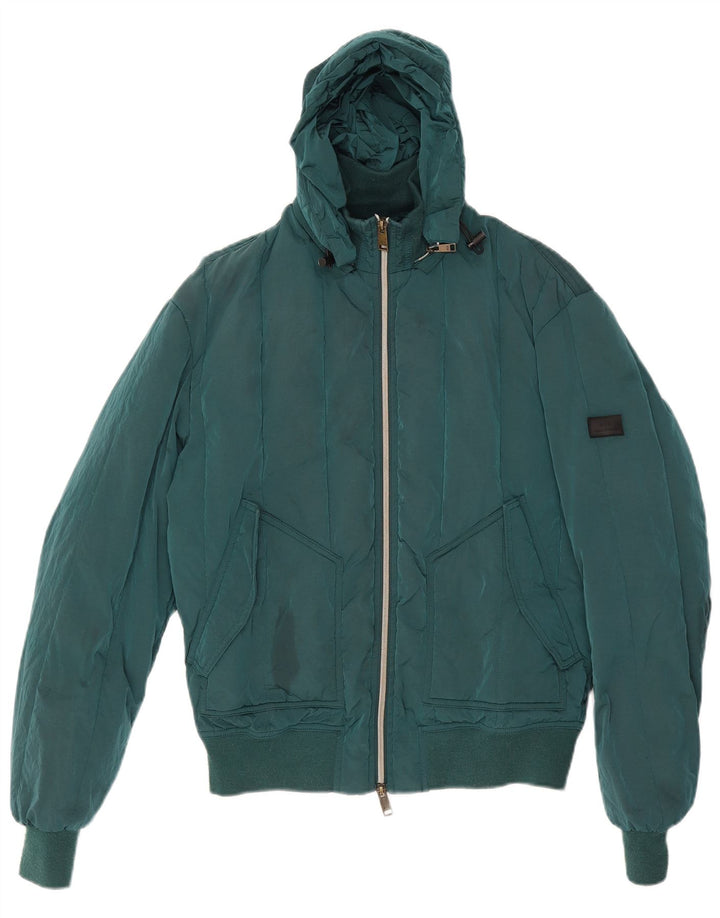 Armani Exchange Dame Hætte Oversized Polstret Jakke UK 10 Lille Grøn