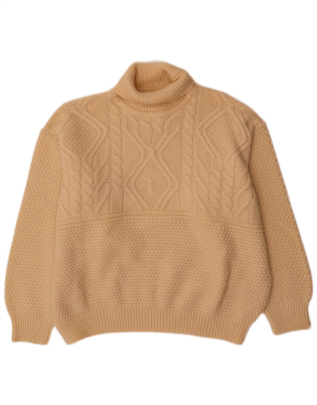 Vintage Womens Crop Oversized Roll Neck sweater IT 50 XL Off White